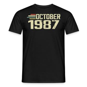 October 1987 - Birthday in October 1987 - Men's T-Shirt - black - Front - AI Model Male 178 light (178cm)