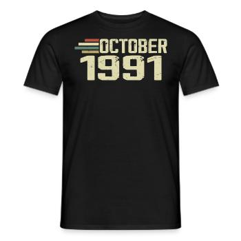 Octobre 1991 - Anniversaire en octobre 1991 - T-shirt homme - noir - Devant - AI Model Male 178 light (178cm)