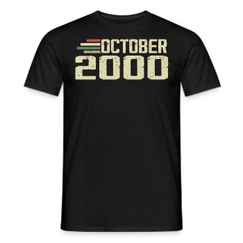 October 2000 - Birthday in October 2000 - Men's T-Shirt - black - Front - AI Model Male 178 light (178cm)