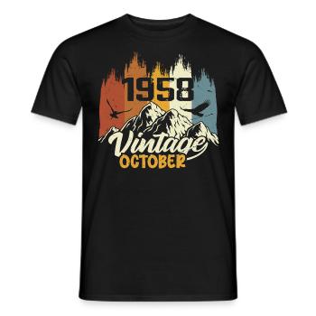 Né en octobre 1958 - Anniversaire en octobre 1958 - T-shirt homme - noir - Devant - AI Model Male 178 light (178cm)