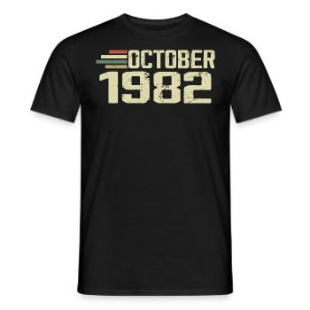 October 1982 - Birthday in October 1982 - Men's T-Shirt - black - Front - AI Model Male 178 light (178cm)
