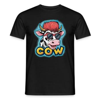 Coole Cartoon-Kuh mit Sonnenbrille Spaß - Männer T-Shirt - Schwarz - Vorne - AI Model Male 178 light (178cm)