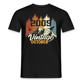 Born October 2009 - Birthday October 2009 - Men's T-Shirt - black - Front - AI Model Male 178 light (178cm)