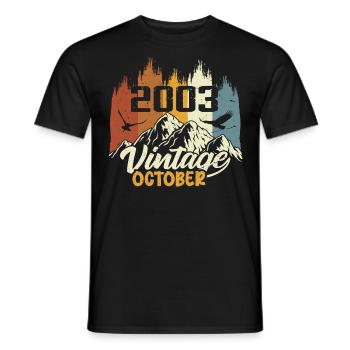 Né en octobre 2003 - Anniversaire octobre 2003 - T-shirt homme - noir - Devant - AI Model Male 178 light (178cm)