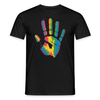 Bunte Hand Handabdruck für alle die Handabrücke - Männer T-Shirt - Schwarz - Vorne - AI Model Male 178 light (178cm)