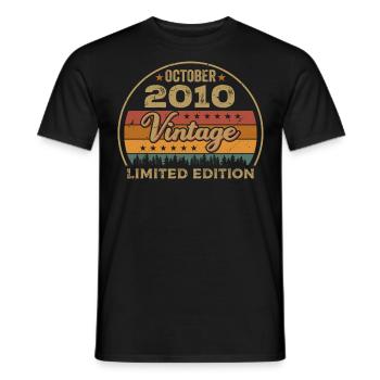 Vintage October 2010 Birthday Gift - 2010 - Men's T-Shirt - black - Front - AI Model Male 178 light (178cm)