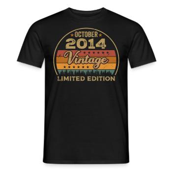 Millésime Octobre 2014 Cadeau d’anniversaire - 2014 - T-shirt homme - noir - Devant - AI Model Male 178 light (178cm)
