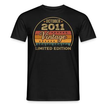 Vintage October 2011 Birthday Gift - 2011 - Men's T-Shirt - black - Front - AI Model Male 178 light (178cm)