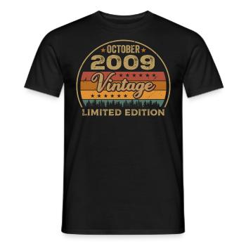 Vintage October 2009 Birthday Gift - 2009 - Men's T-Shirt - black - Front - AI Model Male 178 light (178cm)