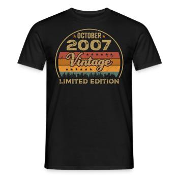 Vintage October 2007 Birthday Gift - 2007 - Men's T-Shirt - black - Front - AI Model Male 178 light (178cm)