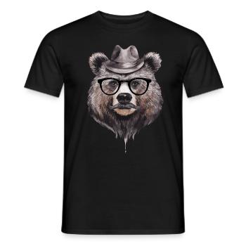 Lustiger Bär mit Hut und Brille für einen Bären - Männer T-Shirt - Schwarz - Vorne - AI Model Male 178 light (178cm)