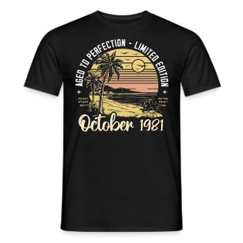Born in October 1981 Legendary since October 1981 - Men's T-Shirt - black - Front - AI Model Male 178 light (178cm)