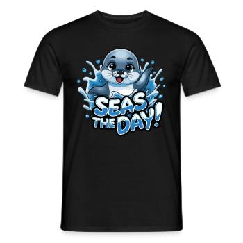 Niedliche Robbe Seas The Day für einen Robben - Männer T-Shirt - Schwarz - Vorne - AI Model Male 178 light (178cm)