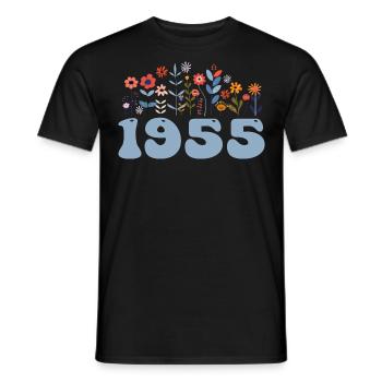 1955 Blumenmuster 1955 Blumen-thema Blumen 1955 - Männer T-Shirt - Schwarz - Vorne - AI Model Male 178 light (178cm)