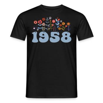 1958 Floral Pattern 1958 Floral Theme Flowers 1958 - Men's T-Shirt - black - Front - AI Model Male 178 light (178cm)