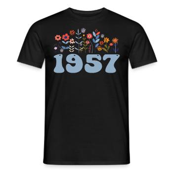 1957 Blumenmuster 1957 Blumen-thema Blumen 1957 - Männer T-Shirt - Schwarz - Vorne - AI Model Male 178 light (178cm)