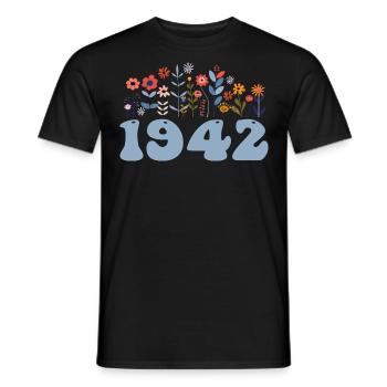 1942 Floral Pattern 1942 Floral Theme Flowers 1942 - Men's T-Shirt - black - Front - AI Model Male 178 light (178cm)