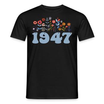 1947 Floral Pattern 1947 Floral Theme Flowers 1947 - Men's T-Shirt - black - Front - AI Model Male 178 light (178cm)