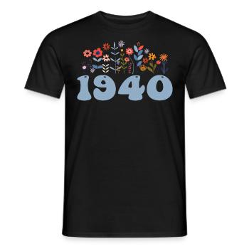1940's Floral Pattern 1940's Floral Theme Flowers 1940's - Men's T-Shirt - black - Front - AI Model Male 178 light (178cm)