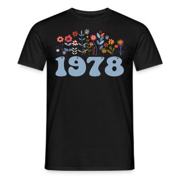 1978 Floral Pattern 1978 Floral Theme Floral 1978 - Men's T-Shirt - black - Front - AI Model Male 178 light (178cm)