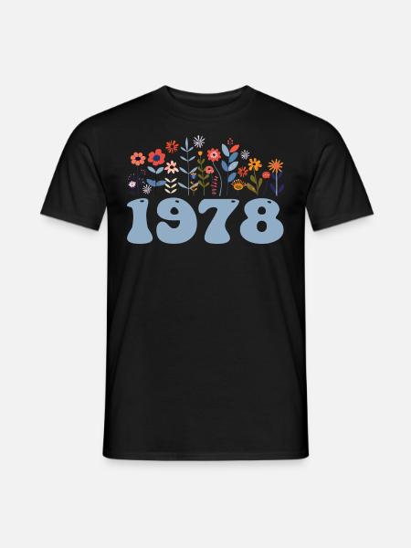 1978 Blumenmuster 1978 Blumen-thema Blumen 1978 - Männer T-Shirt - Schwarz