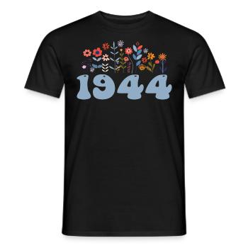 1944 Blumenmuster 1944 Blumen-thema Blumen 1944 - Männer T-Shirt - Schwarz - Vorne - AI Model Male 178 light (178cm)