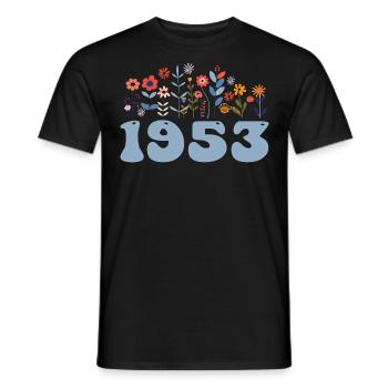 1953 Floral Pattern 1953 Floral Theme Floral 1953 - Men's T-Shirt - black - Front - AI Model Male 178 light (178cm)