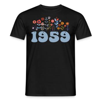 1959 Floral Pattern 1959 Floral Theme Flowers 1959 - Men's T-Shirt - black - Front - AI Model Male 178 light (178cm)