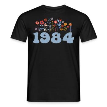 1984 Floral Pattern 1984 Floral Theme Flowers 1984 - Men's T-Shirt - black - Front - AI Model Male 178 light (178cm)