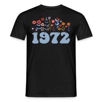1972 Floral Pattern 1972 Floral Theme Flowers 1972 - Men's T-Shirt - black - Front - AI Model Male 178 light (178cm)