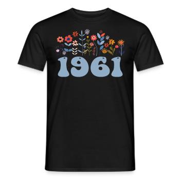 1961 Floral Pattern 1961 Floral Theme Flowers 1961 - Men's T-Shirt - black - Front - AI Model Male 178 light (178cm)