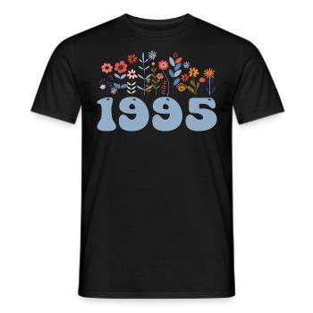 1995 Motif floral 1995 Floral thème fleurs 1995 - T-shirt homme - noir - Devant - AI Model Male 178 light (178cm)