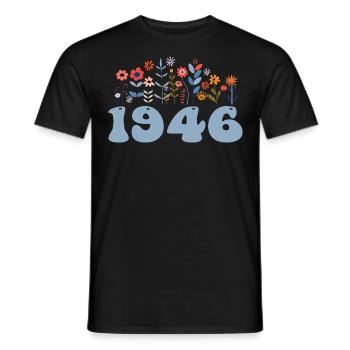 1946 Floral Pattern 1946 Floral Theme Flowers 1946 - Men's T-Shirt - black - Front - AI Model Male 178 light (178cm)