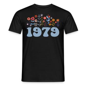 1979 Floral Pattern 1979 Floral Theme Floral 1979 - Men's T-Shirt - black - Front - AI Model Male 178 light (178cm)