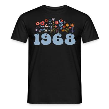 1968 Floral Pattern 1968 Floral Theme Flowers 1968 - Men's T-Shirt - black - Front - AI Model Male 178 light (178cm)