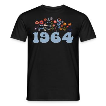 1964 Floral Pattern 1964 Floral Theme Flowers 1964 - Men's T-Shirt - black - Front - AI Model Male 178 light (178cm)