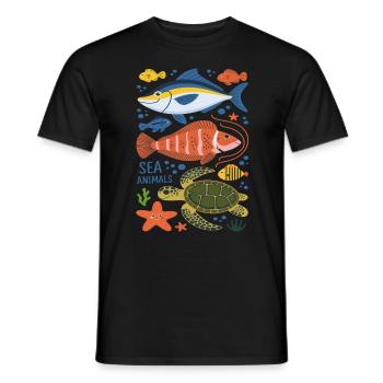 Meerestiere Meer Meeresbewohner für einen Taucher - Männer T-Shirt - Schwarz - Vorne - AI Model Male 178 light (178cm)