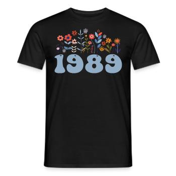 1989 Floral Pattern 1989 Floral Theme Flowers 1989 - Men's T-Shirt - black - Front - AI Model Male 178 light (178cm)