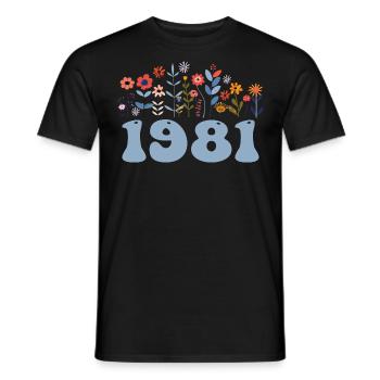 1981 Floral Pattern 1981 Floral Theme Flowers 1981 - Men's T-Shirt - black - Front - AI Model Male 178 light (178cm)