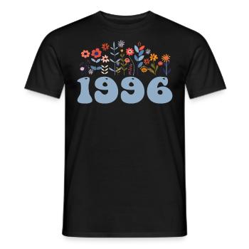 1996 Blumenmuster 1996 Blumen-thema Blumen 1996 - Männer T-Shirt - Schwarz - Vorne - AI Model Male 178 light (178cm)
