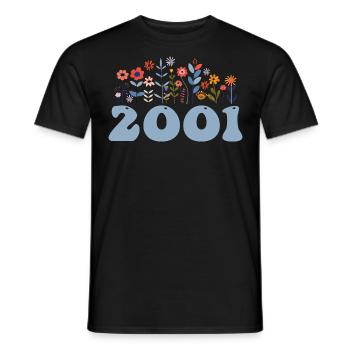 2001 Floral Pattern 2001 Floral Theme Flowers 2001 - Men's T-Shirt - black - Front - AI Model Male 178 light (178cm)