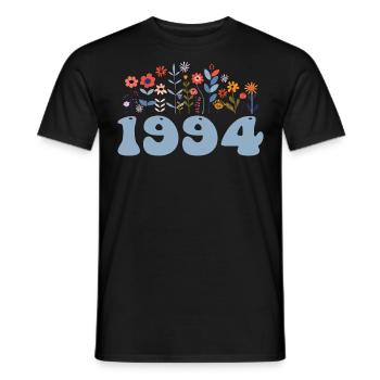 1994 Blumenmuster 1994 Blumen-thema Blumen 1994 - Männer T-Shirt - Schwarz - Vorne - AI Model Male 178 light (178cm)