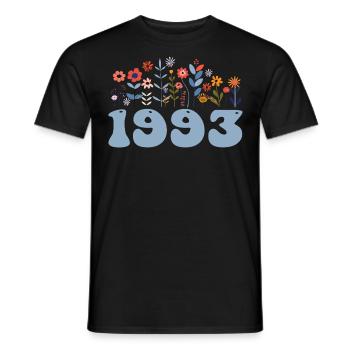1993 Floral Pattern 1993 Floral Theme Flowers 1993 - Men's T-Shirt - black - Front - AI Model Male 178 light (178cm)
