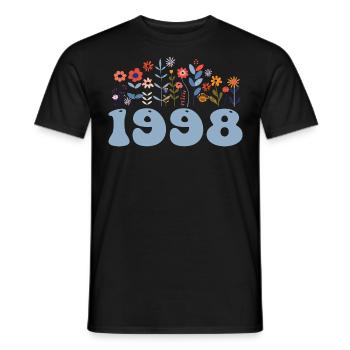1998 Blumenmuster 1998 Blumen-thema Blumen 1998 - Männer T-Shirt - Schwarz - Vorne - AI Model Male 178 light (178cm)