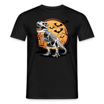 Halloween Skelett Dinosaurier mit Kürbis - Männer T-Shirt - Schwarz - Vorne - AI Model Male 178 light (178cm)