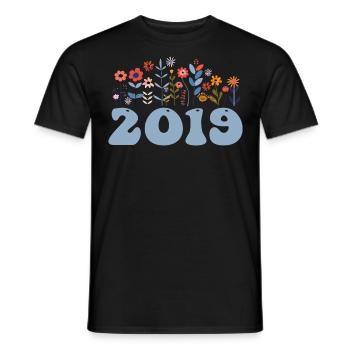 2019 floral pattern 2019 flower theme flowers 2019 - Men's T-Shirt - black - Front - AI Model Male 178 light (178cm)