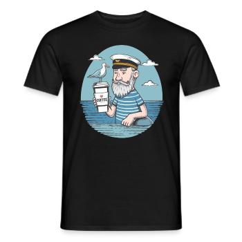 Vintage Seemann genießt Kaffee Nautisch - Männer T-Shirt - Schwarz - Vorne - AI Model Male 178 light (178cm)