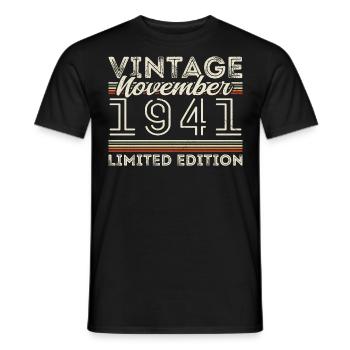 Né en novembre 1941 Anniversaire en novembre 1941 - T-shirt homme - noir - Devant - AI Model Male 178 light (178cm)