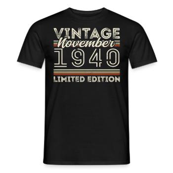 Né en novembre 1940 Anniversaire en novembre 1940 - T-shirt homme - noir - Devant - AI Model Male 178 light (178cm)