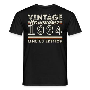 Né en novembre 1984 Anniversaire : novembre 1984 - T-shirt homme - noir - Devant - AI Model Male 178 light (178cm)